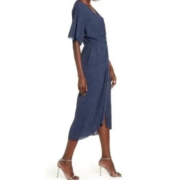 All in Favor Dolman Plisse Midi Dress lightweight XS/Extra Small Navy Peacoat - Picture 3 of 7